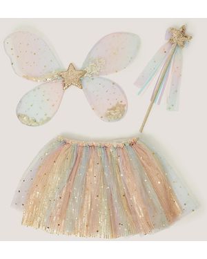Monsoon Girls Gold Sequin Rainbow Fairy Dress Up Set, Size: 3 Years - Natural