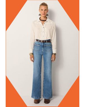 Monsoon Maison Hotel Kerry Floral Embroidered Shirt White - Blue