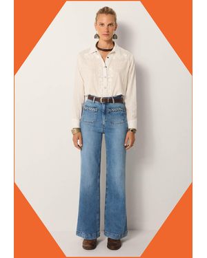 Monsoon Maison Hotel Kerry Floral Embroidered Shirt White - Blue