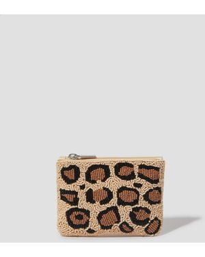 Monsoon Leopard Beaded Coin Purse - Metallic