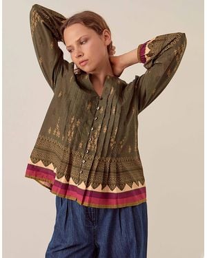 Monsoon East Apate Printed Cotton Top Green