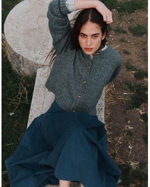 Monsoon East Tiya Corduroy Midi Skirt Teal - Blue