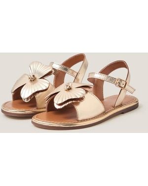 Monsoon Flower Metallic Leather Sandals Gold - Natural