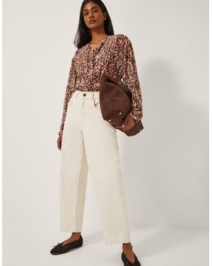 Monsoon Sisi Animal Print Blouse Pink - Natural