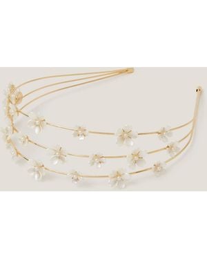 Monsoon Flower Pearl Wire Headband Ivory - Natural