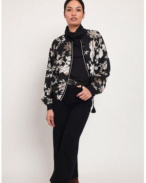 Monsoon East Ziena Devoré Bomber Jacket Black - Blue