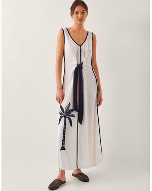 Monsoon Nyla Embroidered Tie Maxi Dress White - Natural