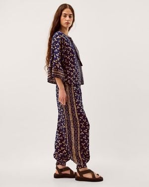 Monsoon Clover Print Harem Trousers - Blue