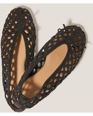 Monsoon Betsy Woven Ballet Flats Black - Natural