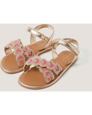 Monsoon Heart Beaded Sandals Multi - Natural