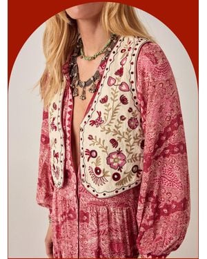 Monsoon Maison Hotel Lola Folk Embroidered Vest White
