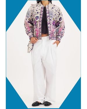 Monsoon Antik Batik Floral Print Quilted Jacket Pink - Blue