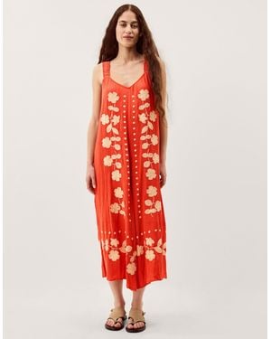 Monsoon Eliana Floral Embroidered Culotte Jumpsuit Orange
