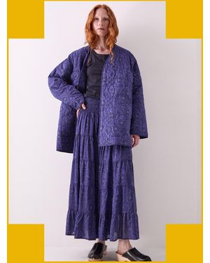 Monsoon East Emelia Floral Quilted Jacket Blue - Purple