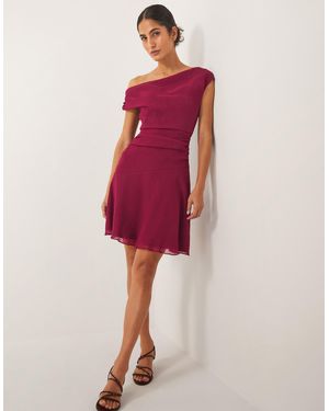 Monsoon Dona Off The Shoulder Mini Dress Red