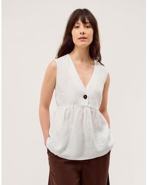 Monsoon Posey Sleeveless Linen Top White