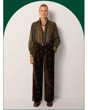 Monsoon Maison Hotel Paco Embroidered Velvet Trousers Brown - Green