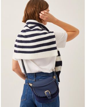 Monsoon Petra Woven Satchel Crossbody Bag Blue