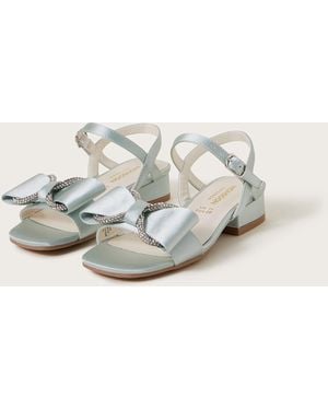Monsoon Diamante Bow Satin Sandals Green - White