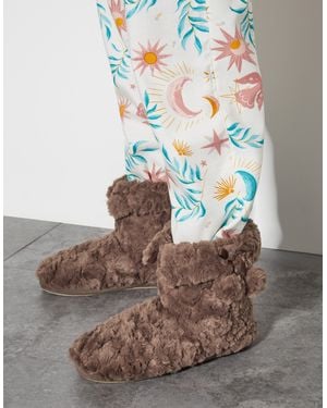 Monsoon Bree Faux Fur Slipper Boots Mink - Grey