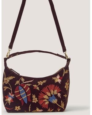 Monsoon Hatti Velvet Shoulder Bag - White