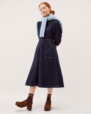 Monsoon Erin Zip Denim Midi Dress Blue