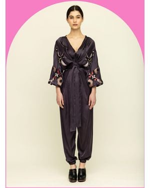 Monsoon Tallulah & Hope Jodie Embroidered Wrap Jumpsuit Grey - Pink
