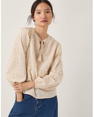 Monsoon Pascale Floral Appliqué Blouse Ivory - Natural