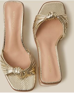 Monsoon Gwen Knot Metallic Mules Gold - Natural
