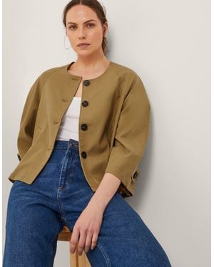 Monsoon Verity 3/4 Sleeve Swing Jacket Natural - Blue