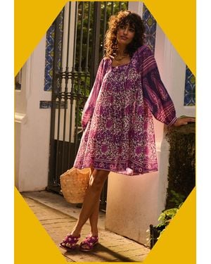 Monsoon Petite Mendigote Rabea Floral Swing Mini Dress Purple