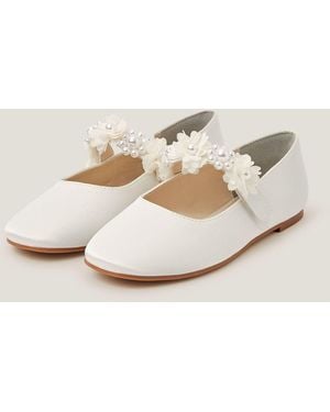 Monsoon Pearl Flower Ballet Flats Ivory - Natural