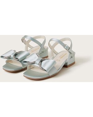Monsoon Diamante Bow Satin Sandals Green - White