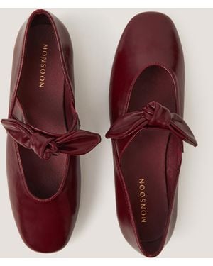 Monsoon Hari Bow Mary Jane Ballet Flats Red