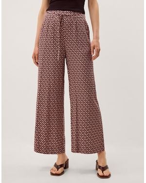 Monsoon Netta Floral Print Wide Leg Trousers Pink - Red