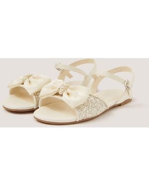 Monsoon Sparkle Pearl Bow Sandals Ivory - Natural