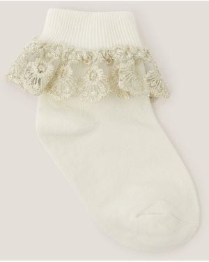 Monsoon Sparkle Lace Socks Ivory - Natural