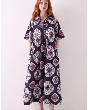 Monsoon East Lucia Tie-dye Shirt Dress Blue - Purple