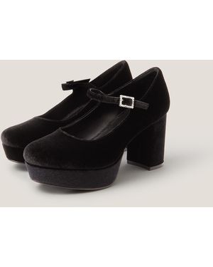 Monsoon Polly Velvet Platform Mary Janes Black