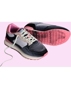 Monsoon Hoff City Sapphire Velvet Trainers Multi - Pink