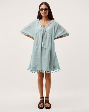 Monsoon Astrid Tassel Embellished Mini Kaftan Blue