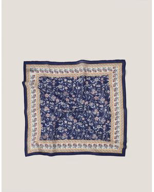 Monsoon Nima Floral Square Cotton Scarf - Blue