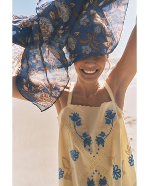 Monsoon Sophie Embroidered Midi Cami Dress Yellow - Blue