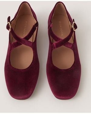 Monsoon Dana Velvet Mary Jane Ballet Flats Red