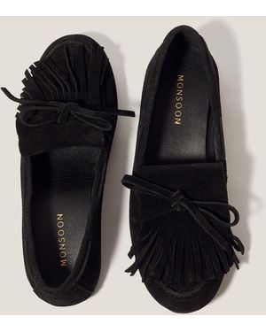 Monsoon Sarah Suede Moccasins Black