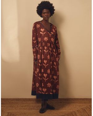 Monsoon East Zena Hand-batik Midi Wrap Dress Brown