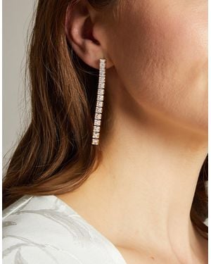 Monsoon Square Diamante Drop Earrings - Brown
