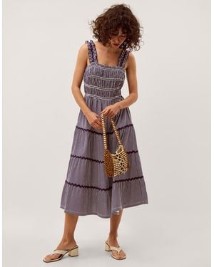 Monsoon Glori Gingham Jersey Midi Dress Blue