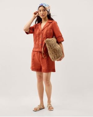 Monsoon Irina Lace Trim Shirt Orange - Red