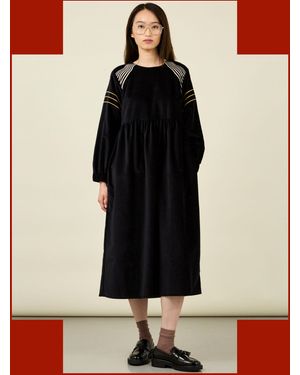 Monsoon Tallulah And Hope Embroidered Velvet Midi Dress Black